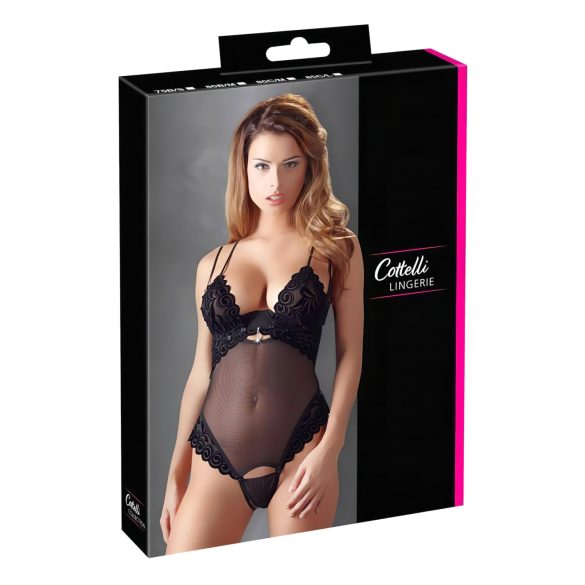 Cottelli - Samettinen, muunneltava body (musta) - 80C/M