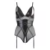 Cottelli Bondage - kiiltävä body käsiraudoilla - musta - XL