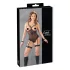 Cottelli Bondage - bodysuit ja käsikahleet metallirenkailla - musta - L