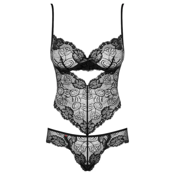 Obsessive Alluria - pitsibody kukkakuviolla - musta - L/XL