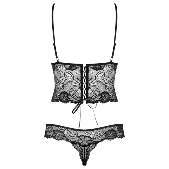 Obsessive Alluria - pitsibody kukkakuviolla - musta - L/XL