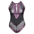 Cottelli Plus Size - kukkakuvioinen body - musta-violetti