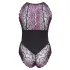 Cottelli Plus Size - kukkakuvioinen body - musta-violetti