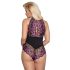 Cottelli Plus Size - kukallinen body (musta-violetti) - 3XL