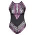 Cottelli Plus Size - kukallinen body (musta-violetti) - 3XL