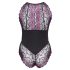 Cottelli Plus Size - kukallinen body (musta-violetti) - 3XL