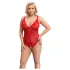 Cottelli Curves - läpinäkyvä pitsibody - punainen - 2XL