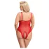 Cottelli Curves - läpinäkyvä pitsibody - punainen - 2XL