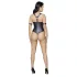 Cottelli Bondage - avoin body renkailla - kiiltävä musta - L