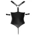 Cottelli Bondage - avoin body renkailla - kiiltävä musta - XL