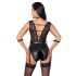 Cottelli Bondage - pitsibody kaulapannalla (musta) - M