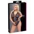 Cottelli Curves Plus Size - läpinäkyvä kuvioitu body (musta)