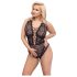 Cottelli Curves Plus Size - läpinäkyvä kuvioitu body (musta)