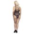 Cottelli Curves Plus Size - läpinäkyvä kuvioitu body (musta)