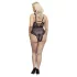 Cottelli Curves Plus Size - läpinäkyvä pitsibody - musta