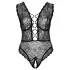 Cottelli Curves Plus Size - läpinäkyvä pitsibody - musta