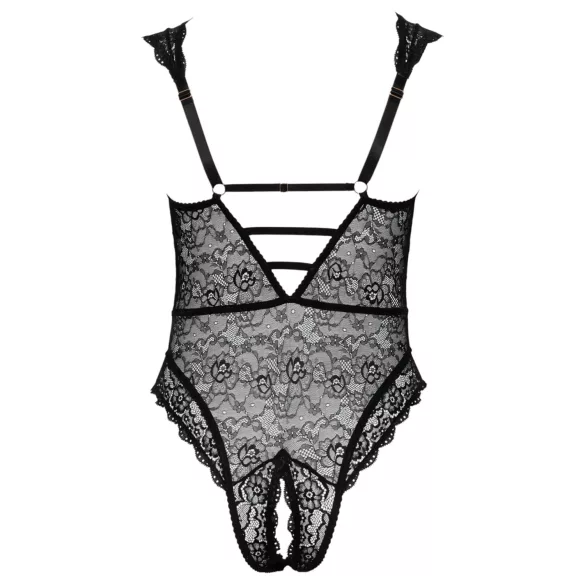 Cottelli Curves Plus Size - läpinäkyvä pitsibody - musta