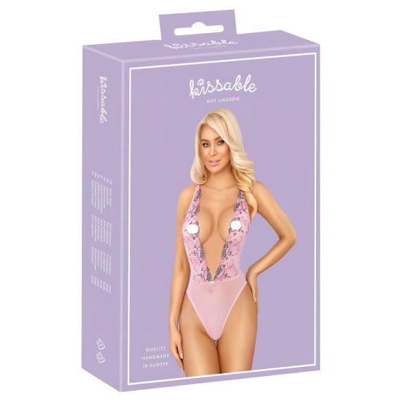 Suudeltava - ruusukuvioinen body (pinkki)