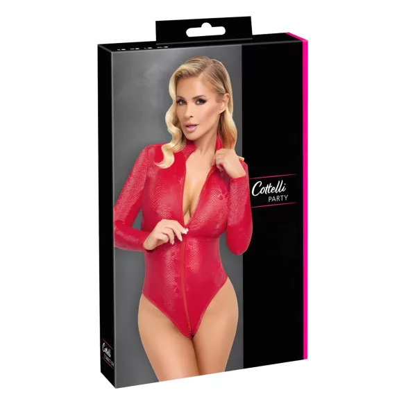 Cottelli - bodysuit - käärmeennahkakuvioitu - punainen