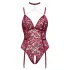Cottelli Curves - body ketjuyksityiskohdilla - pitsi - punainen - 3XL