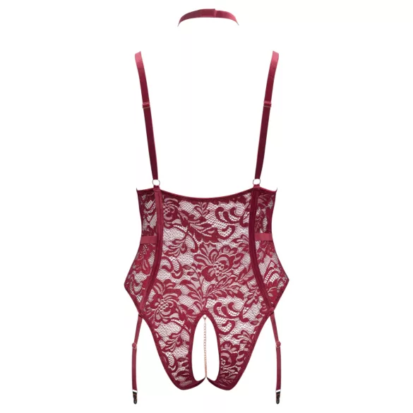 Cottelli Curves - body ketjuyksityiskohdilla - pitsi - punainen - 3XL