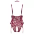 Cottelli Curves - body ketjuyksityiskohdilla - pitsi - punainen - 3XL
