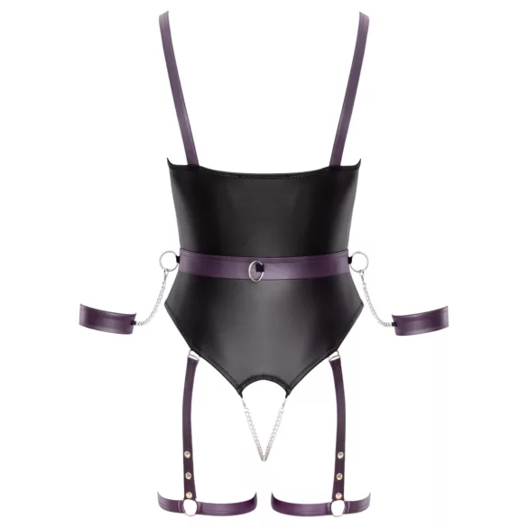 Cottelli - avoin bondage-body käsiraudoilla - musta