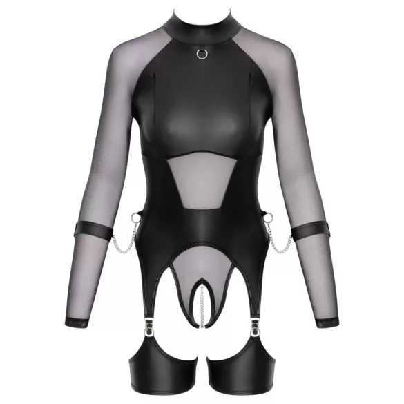 Cottelli Bondage - läpinäkyvä paita käsiraudoilla - musta - L