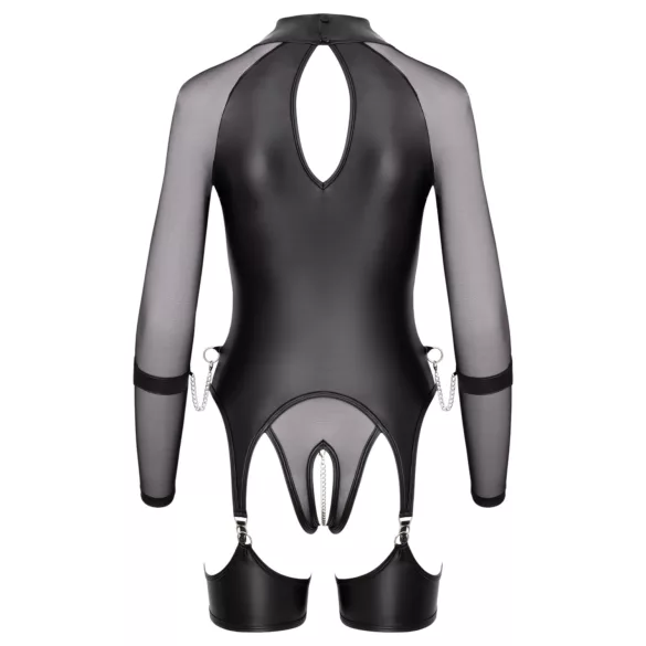 Cottelli Bondage - läpinäkyvä paita käsiraudoilla - musta - L