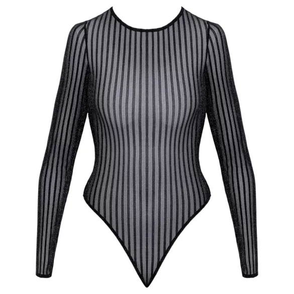Cottelli - raidallinen, hopealangoilla koristeltu body (musta) - S-L
