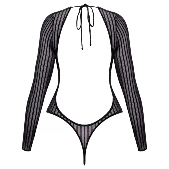 Cottelli - raidallinen, hopealangoilla koristeltu body (musta) - S-L