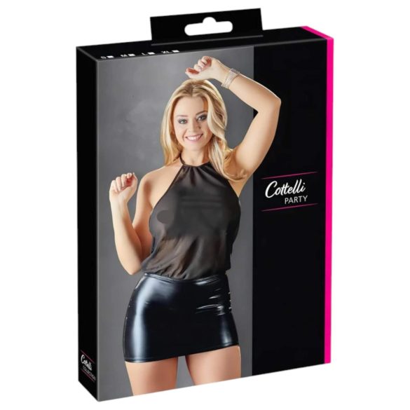 Cottelli - kiiltävä sifonkimekko - musta - M