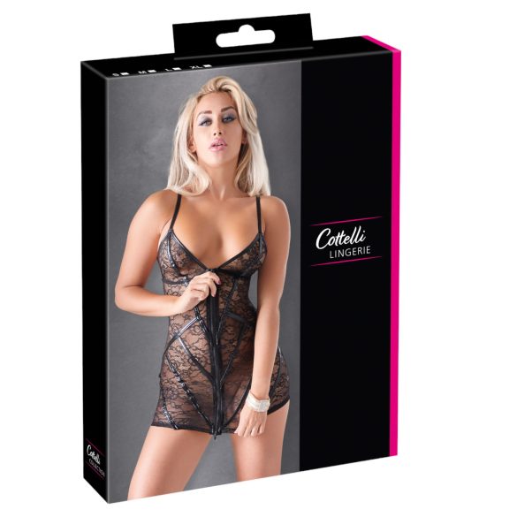 Cottelli - kiiltävä raidallinen pitsimekko - musta - L