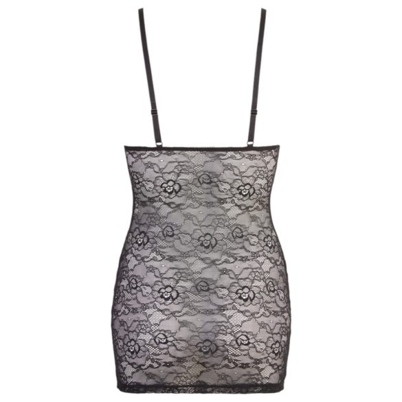 Cottelli - kiiltävä raidallinen pitsimekko - musta - L