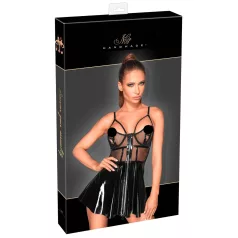 Noir - wetlook mekko verkkoyksityiskohdilla - musta - M