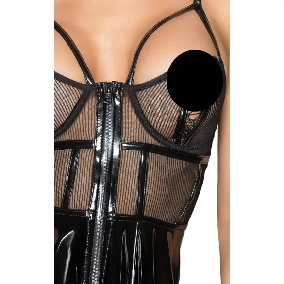 Noir - wetlook mekko verkkoyksityiskohdilla - musta - M