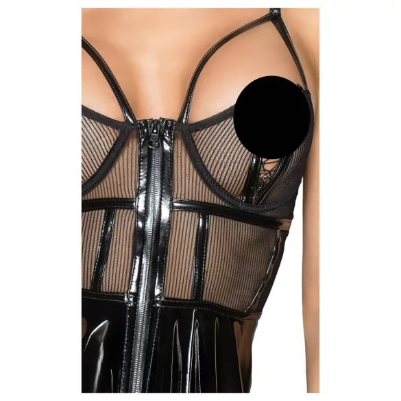 Noir - wetlook mekko verkkoyksityiskohdilla - musta - L