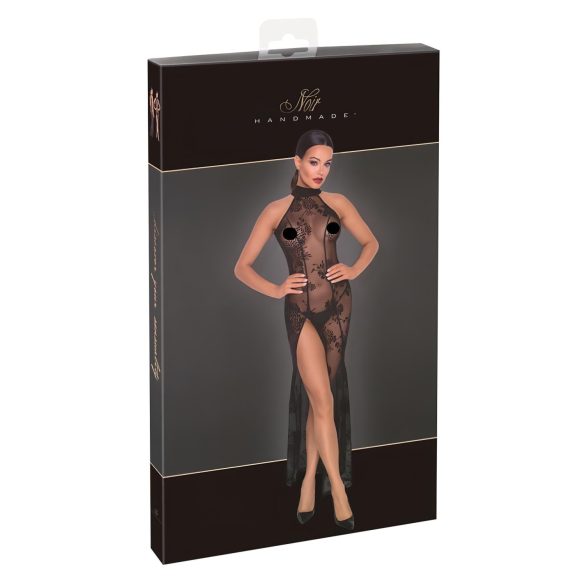 Noir - läpinäkyvä pitkä mekko - kukkakuvio - musta - XL