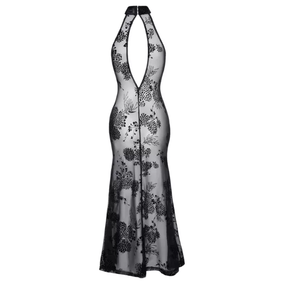 Noir - läpinäkyvä pitkä mekko - kukkakuvio - musta - XL