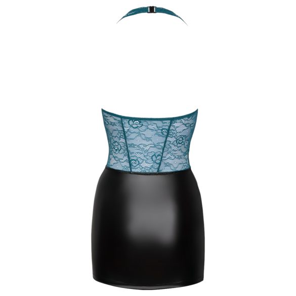 Cottelli - nyörillinen pitsimekko - kiiltävä - musta-vihreä - M