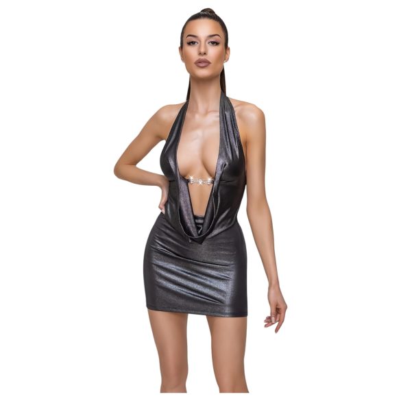 Cottelli Party - halterneck minimekko - hopea - XL