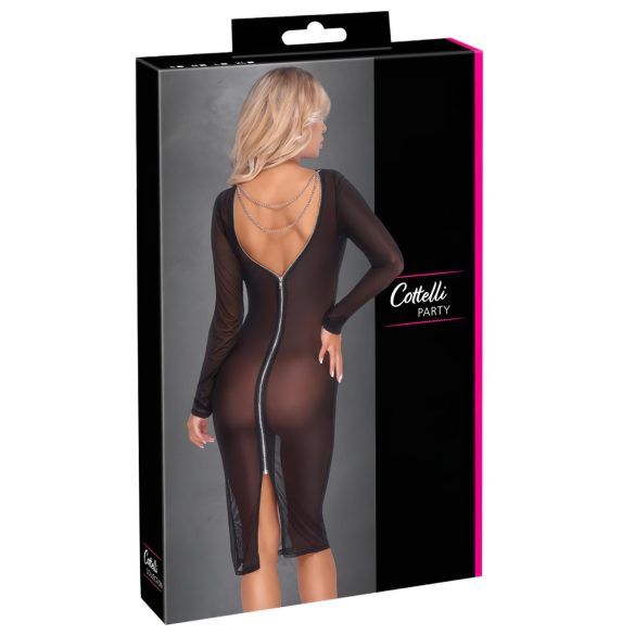 Cottelli Party - läpinäkyvä mekko vetoketjulla - musta