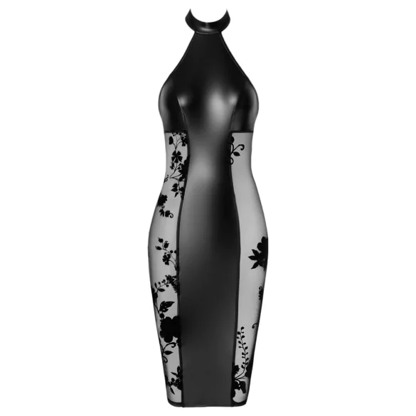 Noir - kiiltävä halterneck-mekko (musta) - L