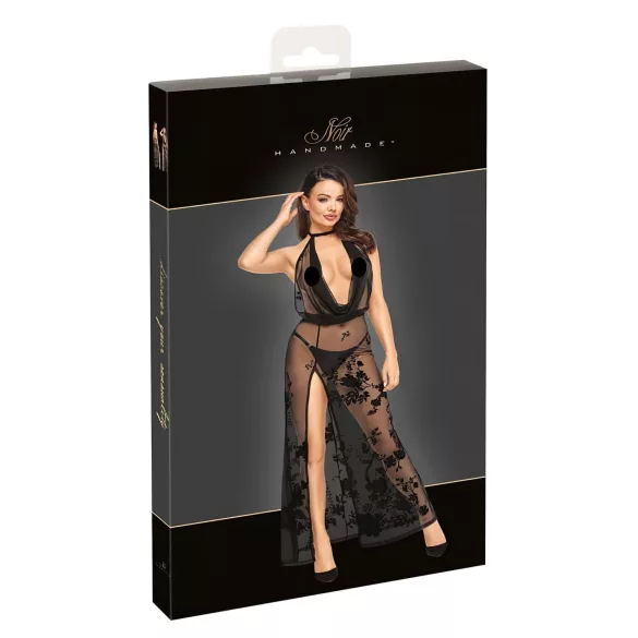 Noir - läpinäkyvä kukkakuvioinen maximekko (musta) - L