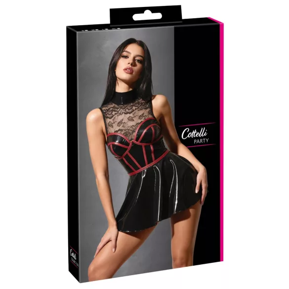 Cottelli - korsettimekkotyylinen pitsiminimekko (musta)