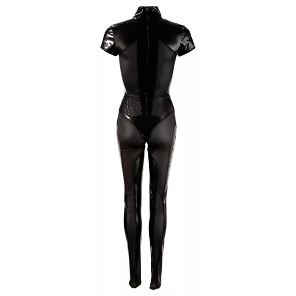 Cottelli - lyhythihainen kiiltävä catsuit - musta - S