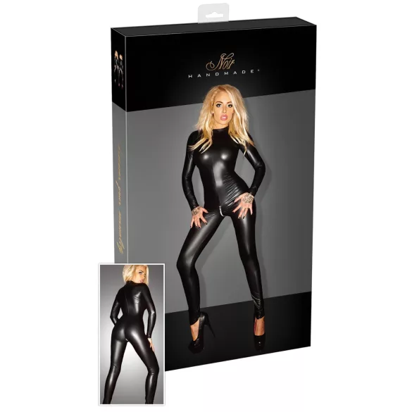 Noir - kiiltävä pitkähihaiset catsuit - musta - L