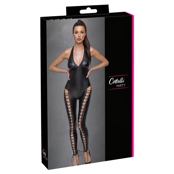 Cottelli Party - Kaulapantainen pitsibody (musta) - XL