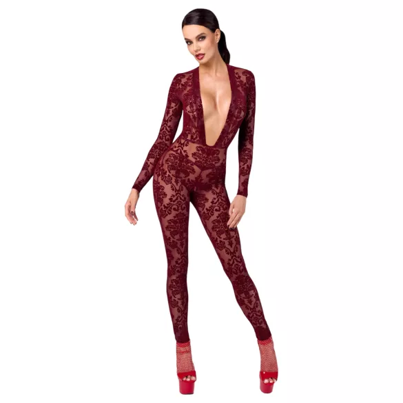 Noir Kink Royal - läpinäkyvä catsuit - punainen - M