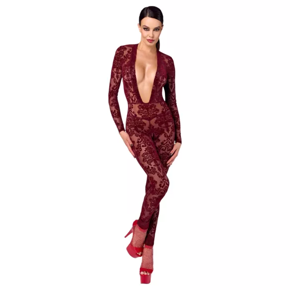 Noir Kink Royal - läpinäkyvä catsuit - punainen - L